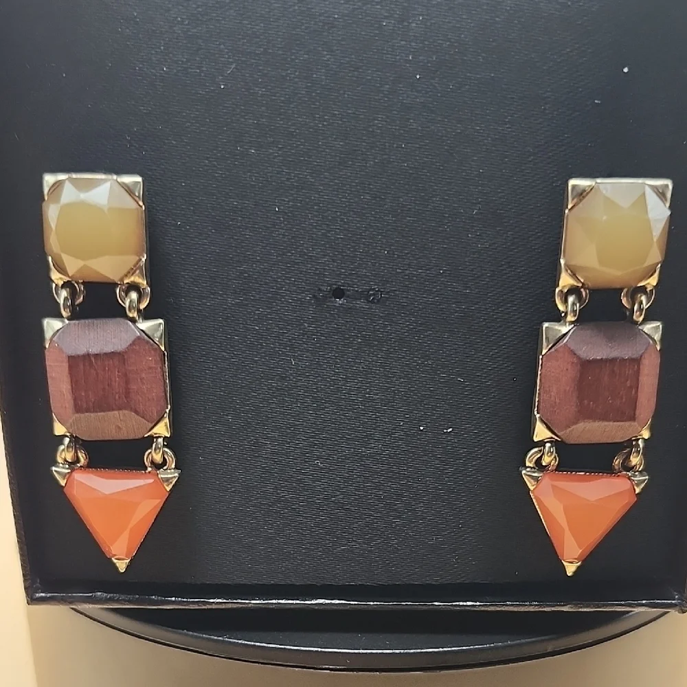 INC International Concepts Gold and Orange Geometric Earrings